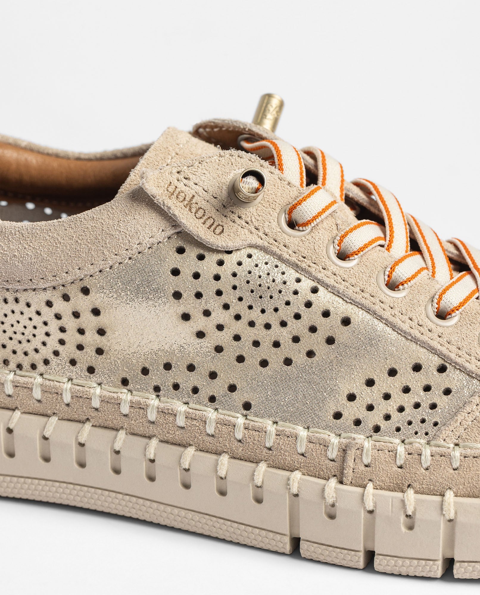 Yokono Flow 100 sneakers donna oro pelle traforata