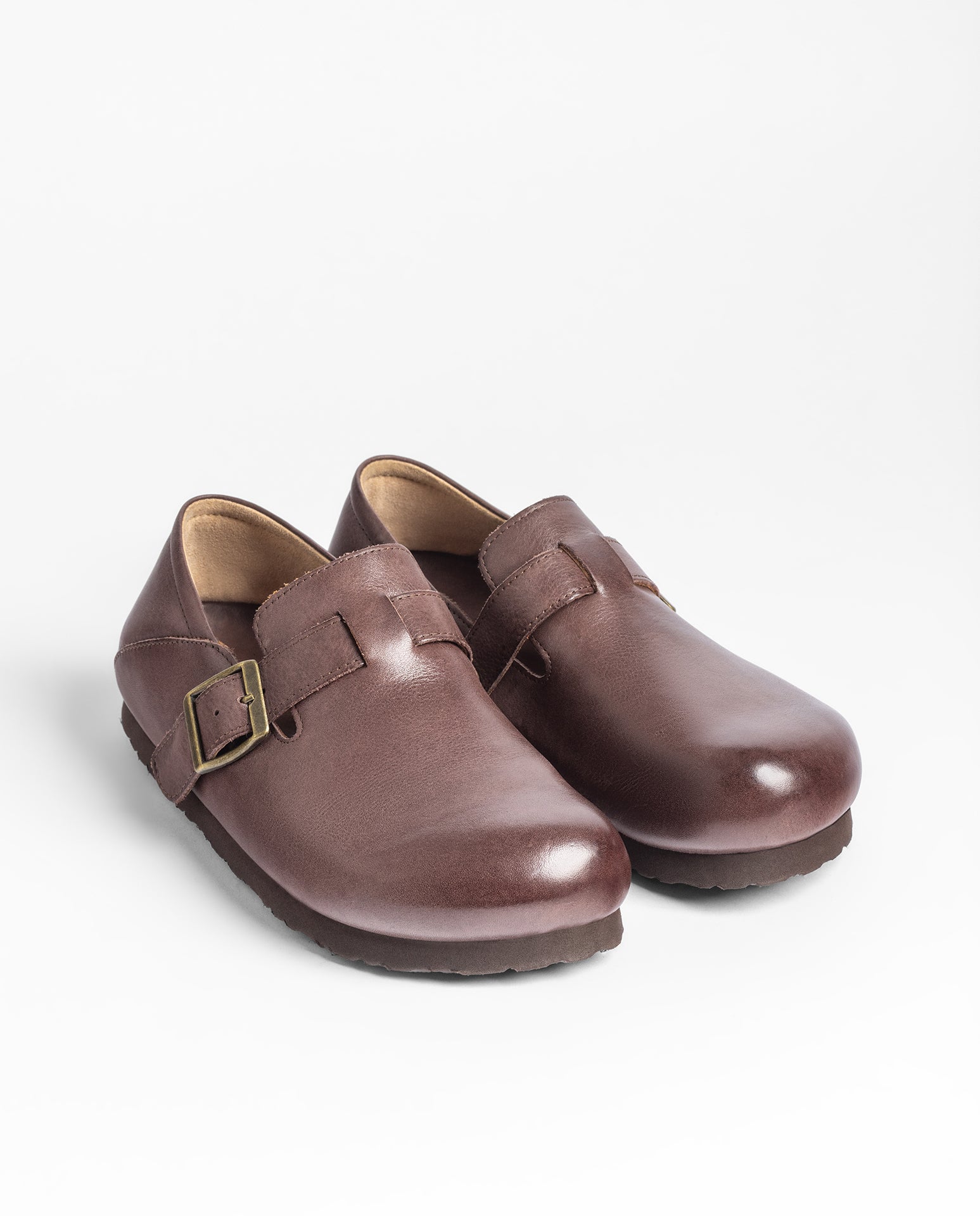 Yokono Ibon-262 zoccoli marrone in pelle con fibbia