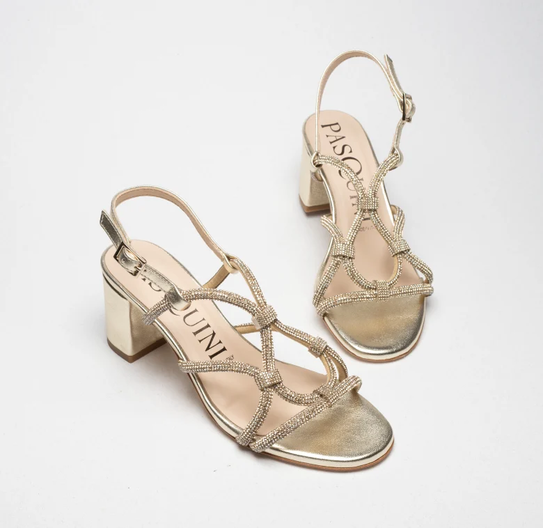 Pasquini Lux sandalo platino in pelle con tacco