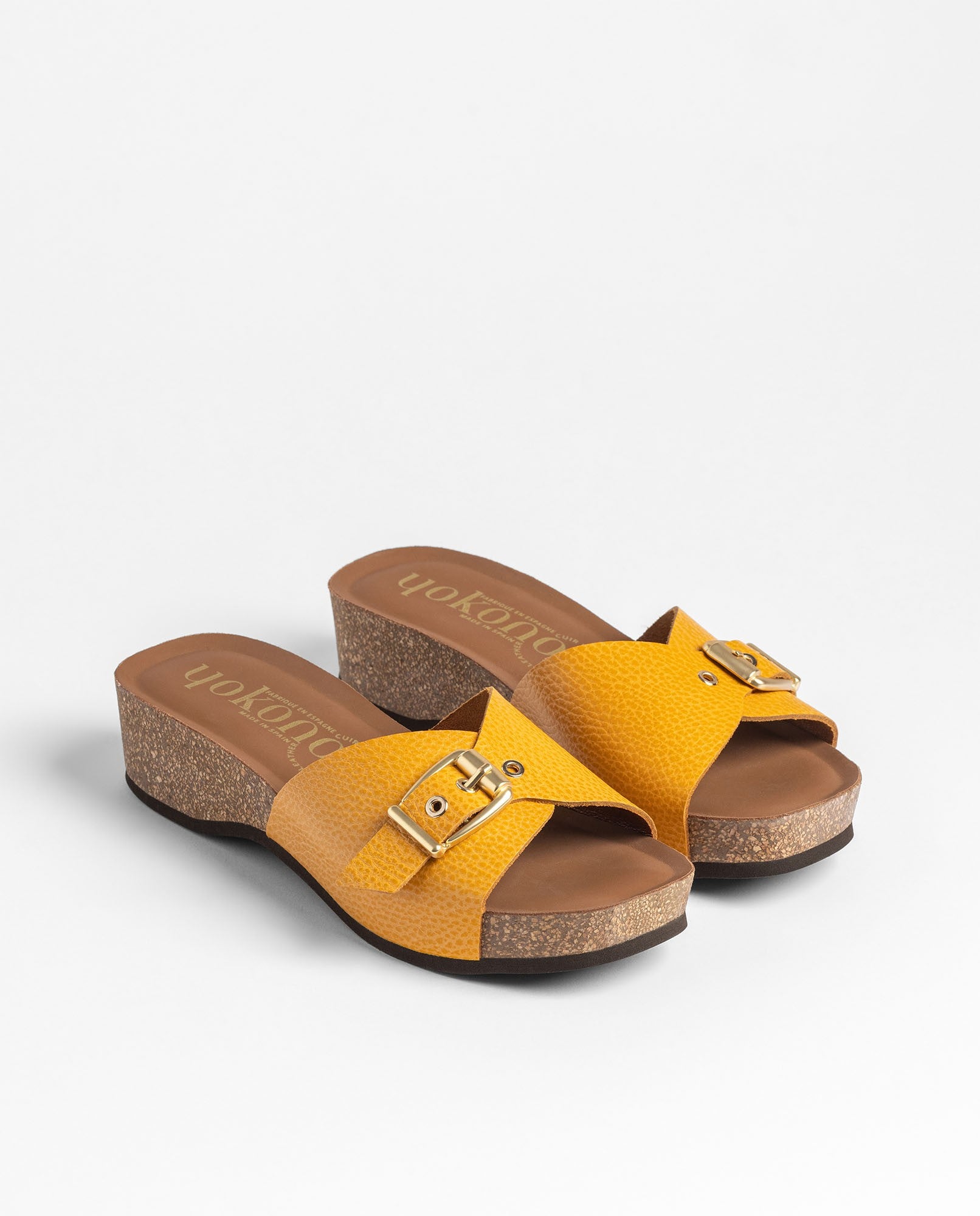 Yokono Bogo-260 sandali con zeppa arancioni in cuoio