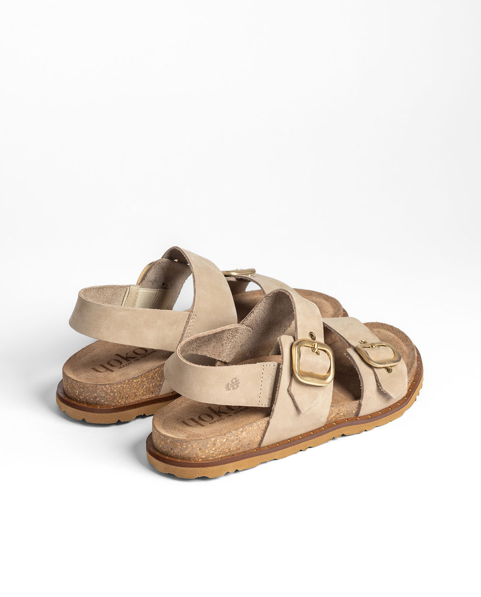 Yokono Bolus-252 sandali bassi donna beige in cuoio