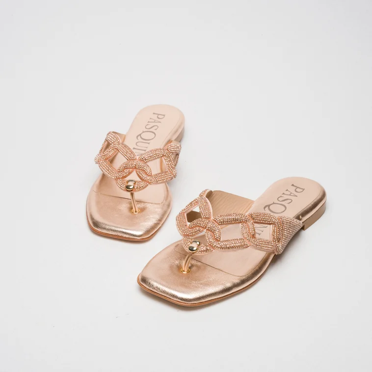 Pasquini Calzature Marta infradito rame rose gold strass