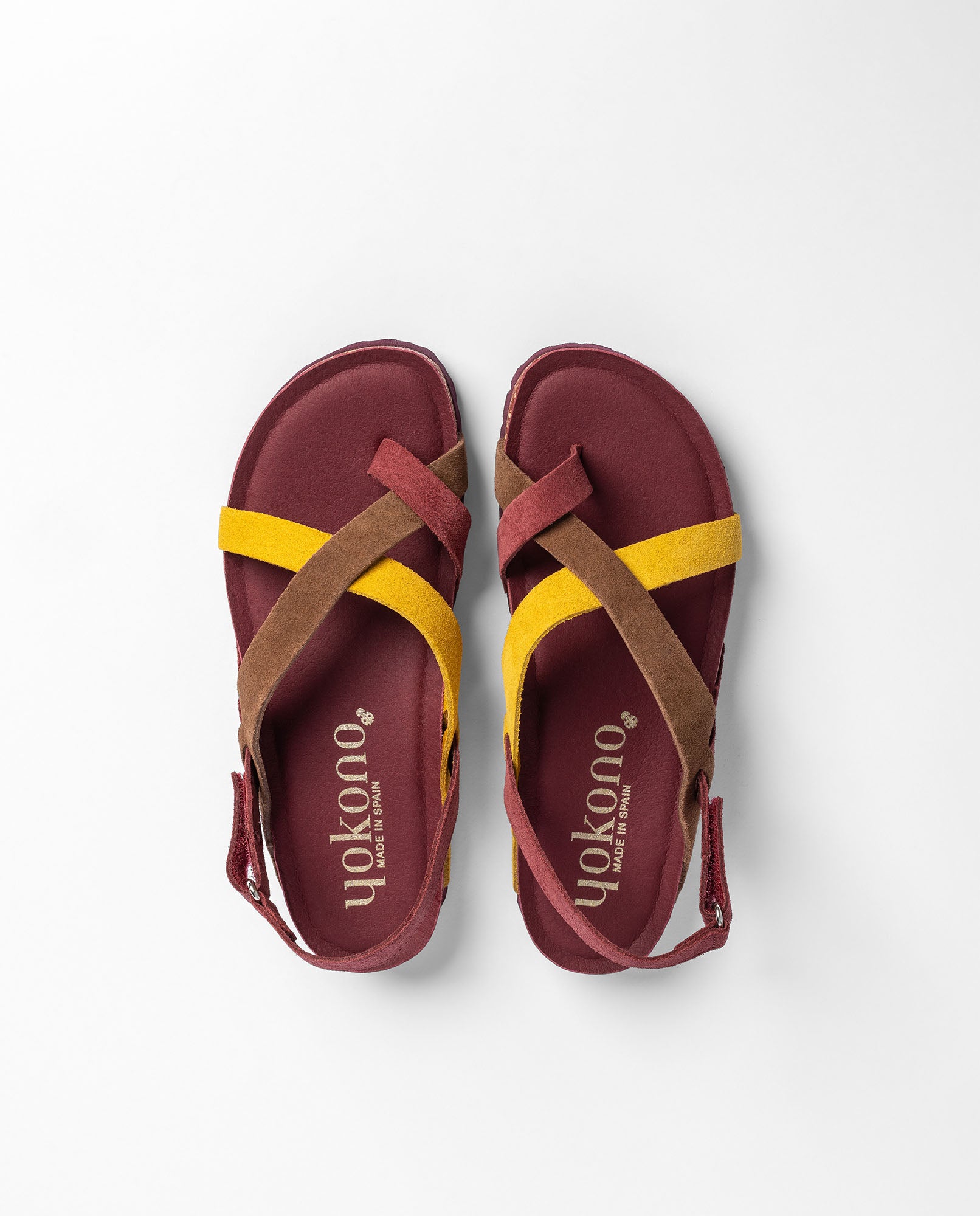 Yokono ONLY-718 sandali bassi donna bordeaux velcro