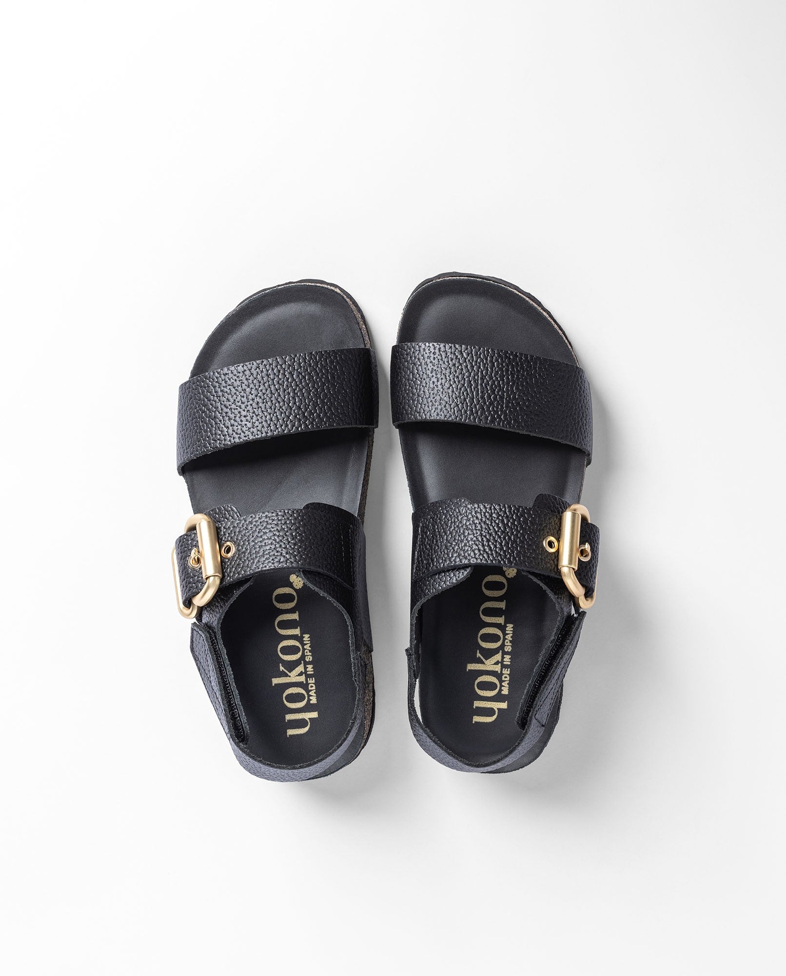 Yokono Wiwi-254 sandali plateau donna nero in pelle