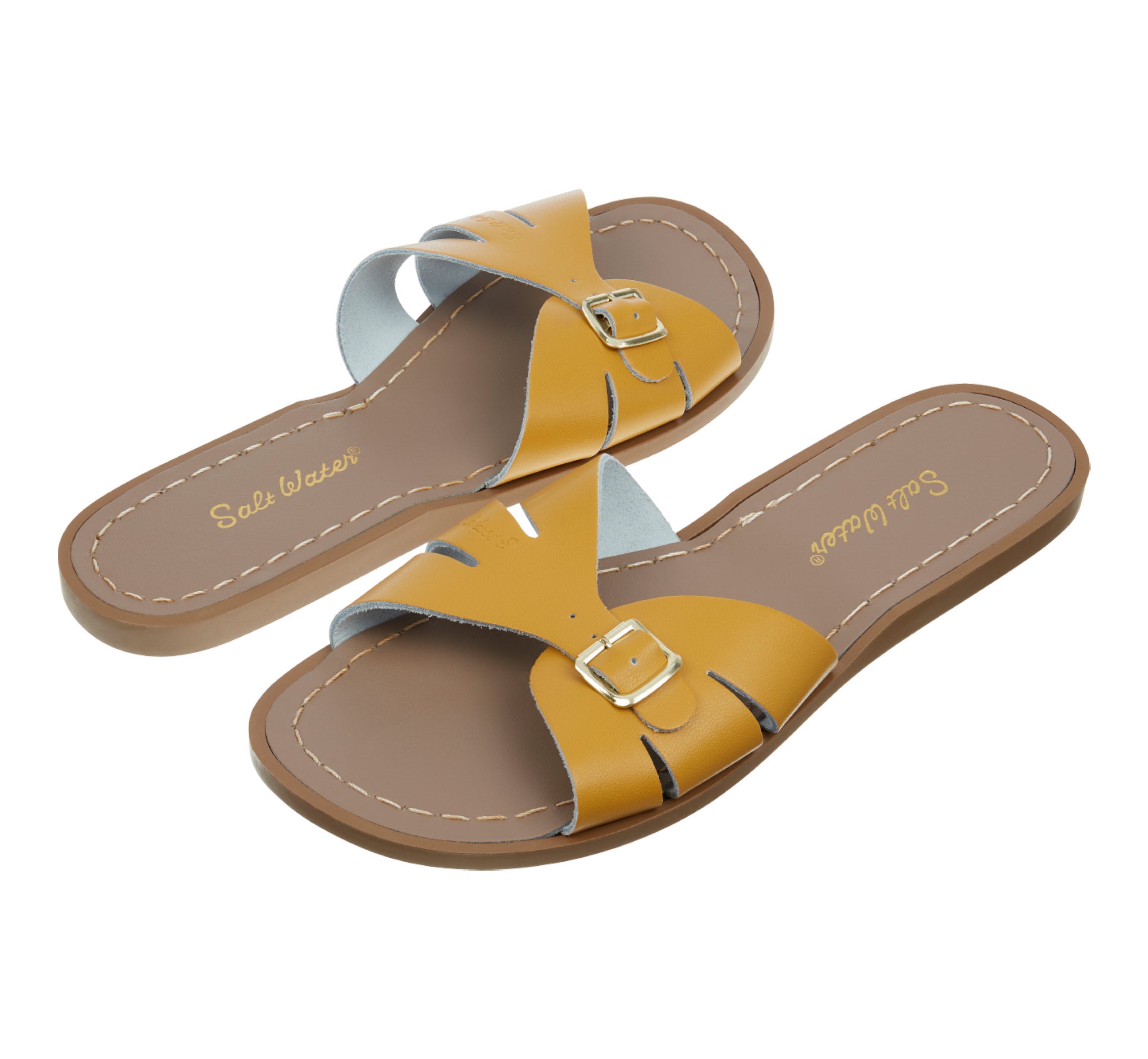 Salt-Water Classic Slide sandali donna senape in cuoio