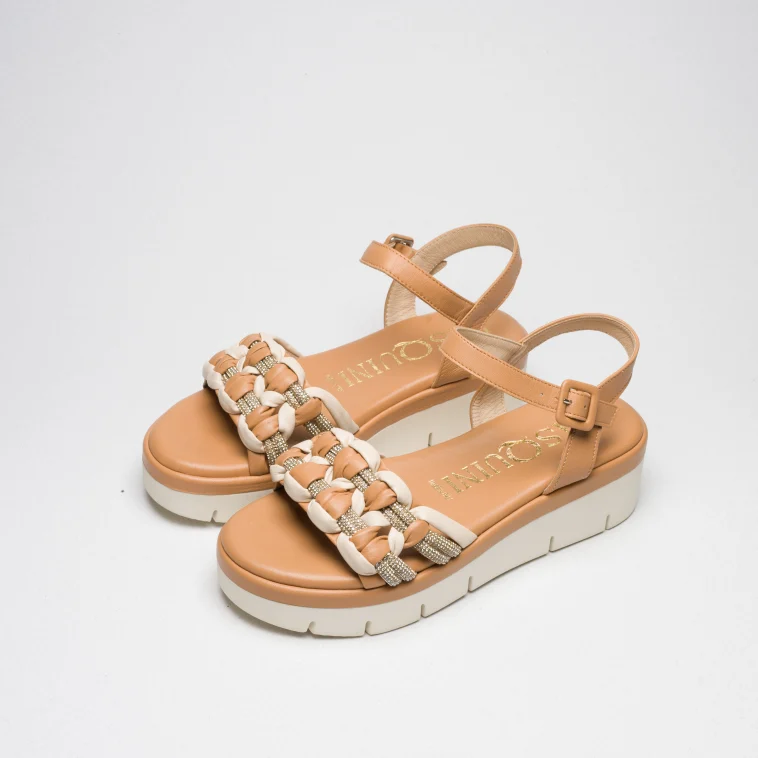 Pasquini Calzature Cloe sandalo cuoio beige zeppa bassa