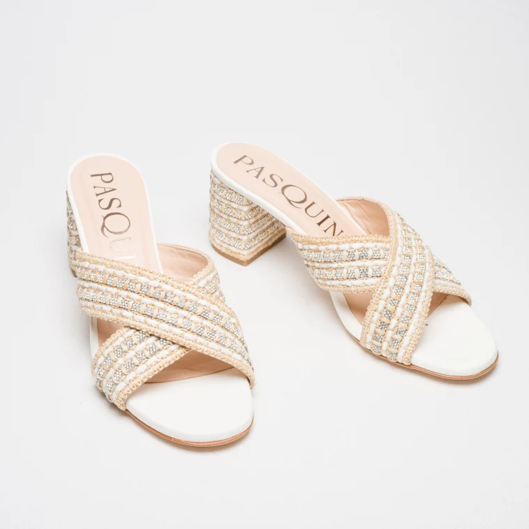 Pasquini Calzature Zoe sabot beige avorio tacco 6 cm
