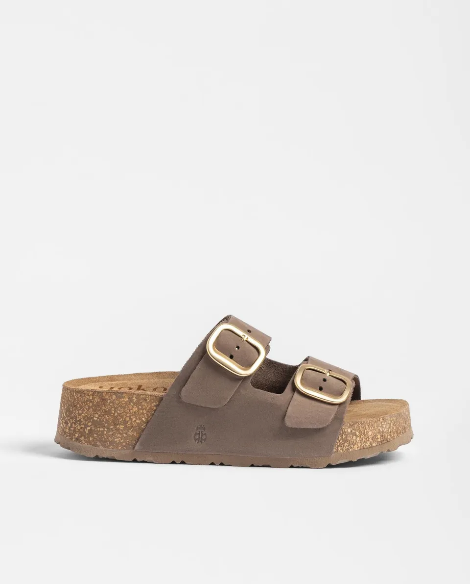 Yokono Wiwi-003 sandali plateau marrone con fibbia