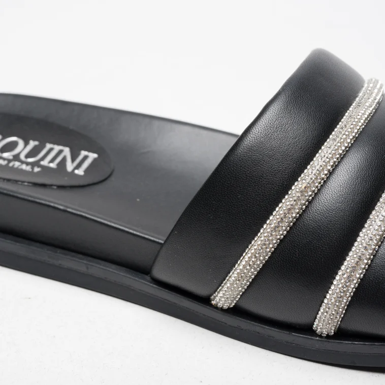Pasquini Calzature Nora ciabatta nera nappa strass 2,5 cm