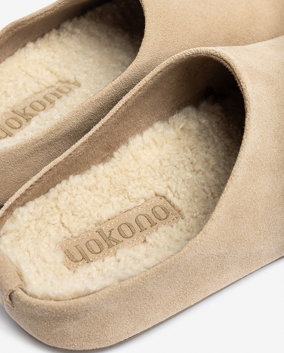 Yokono Cholo 001 zoccoli donna beige in pelle