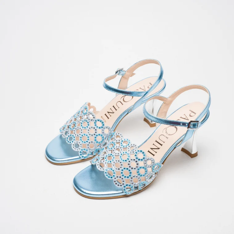 Pasquini Calzature Mara sandalo celeste tacco 7,5 cm cuoio