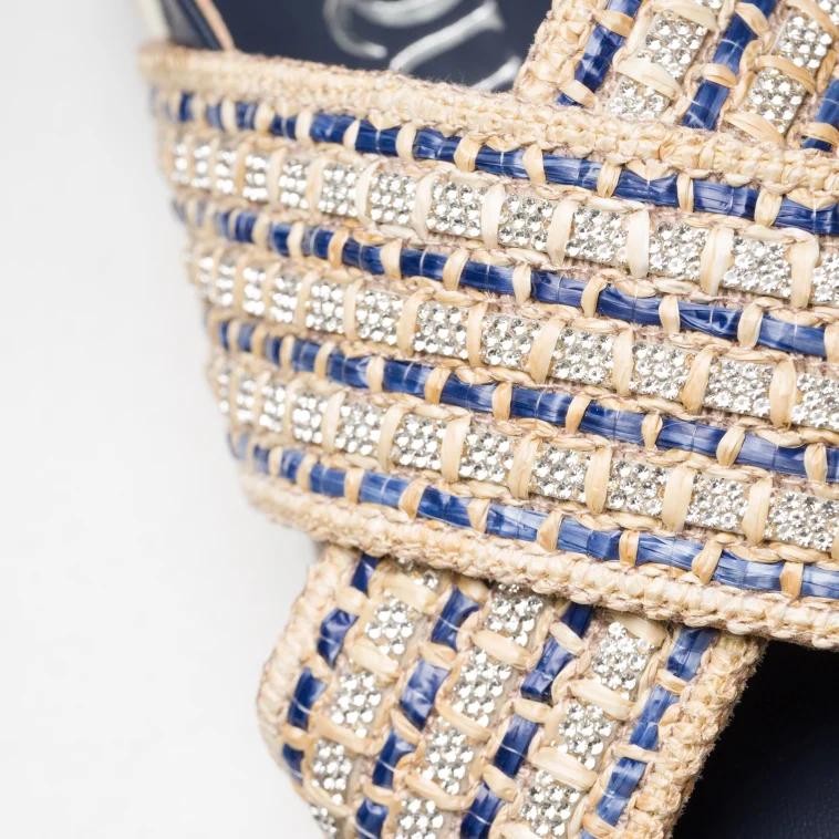 Pasquini Calzature Alma sandalo blu beige platform strass