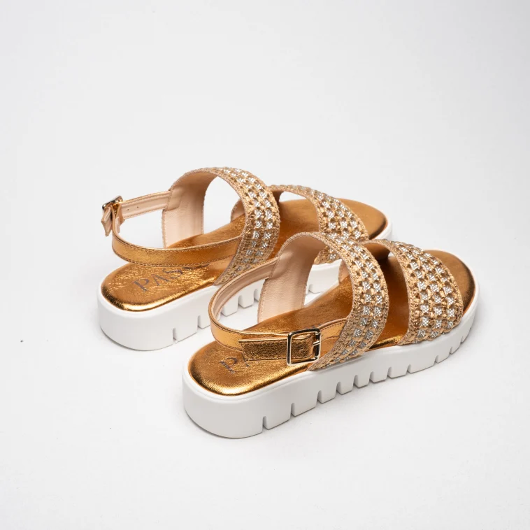 Pasquini Calzature Lisa sandalo bronzo platform strass