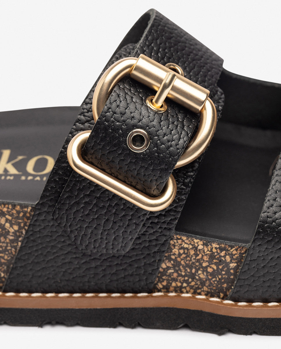 Yokono Oca-252 sandali plateau donna neri in pelle