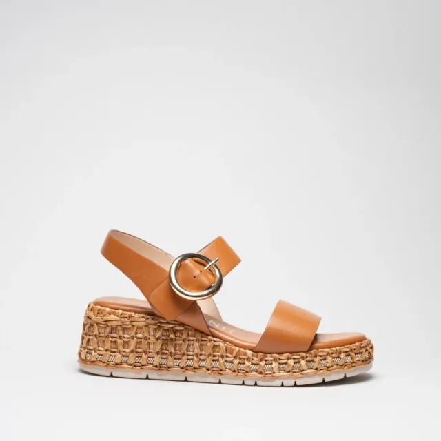 Pasquini Dafne sandalo zeppa cuoio 6 cm in pelle
