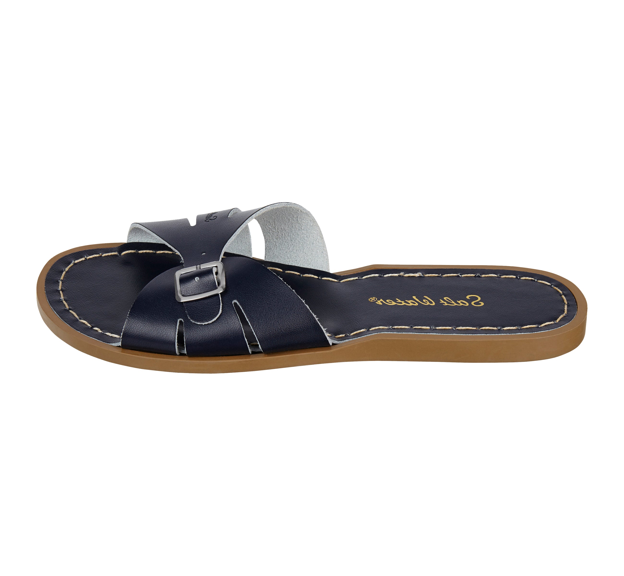 Salt-Water Classic Slide ciabatte donna Navy in cuoio