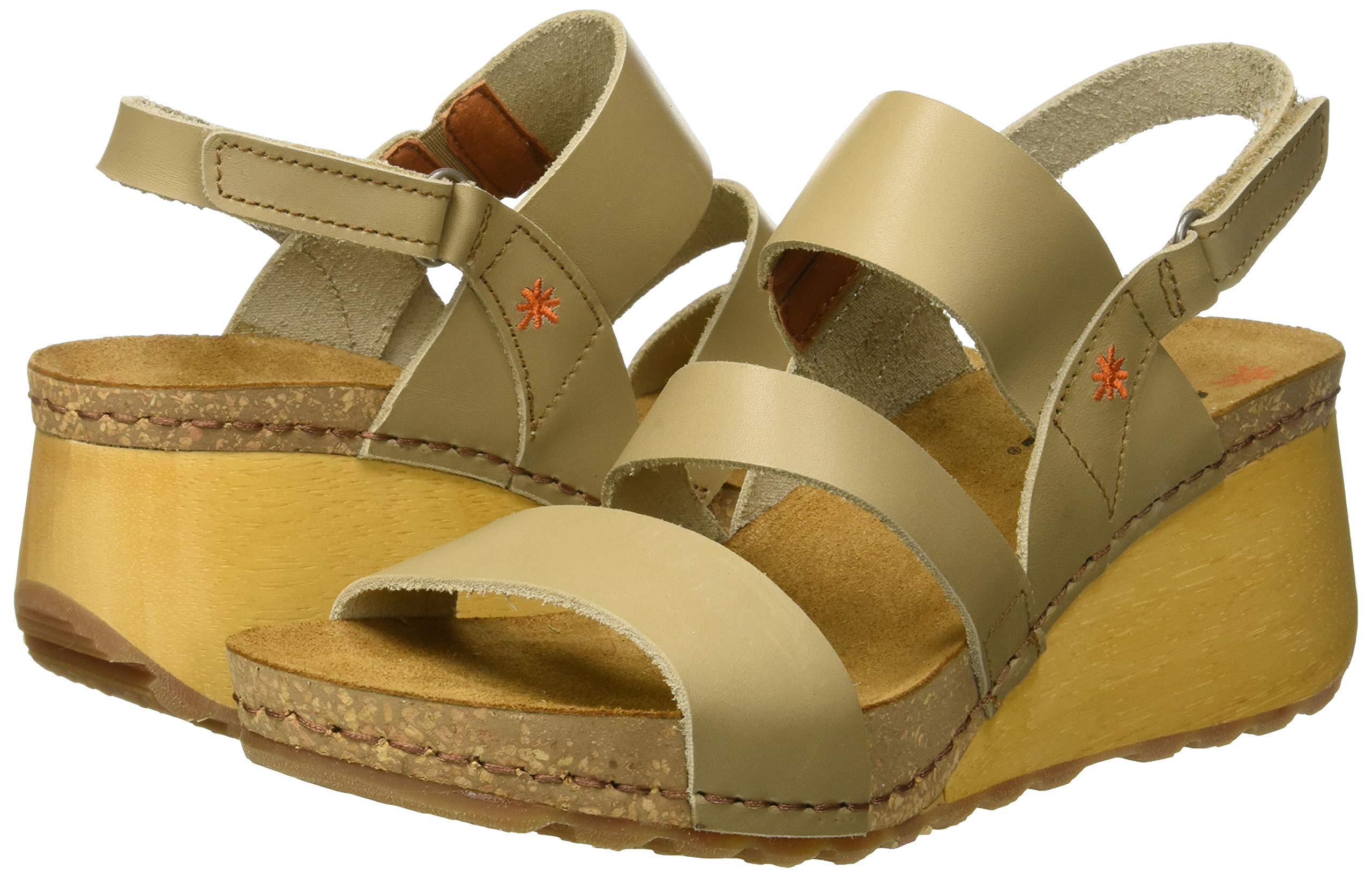 ART Borne sandali donna punta aperta EU 37 zeppa legno