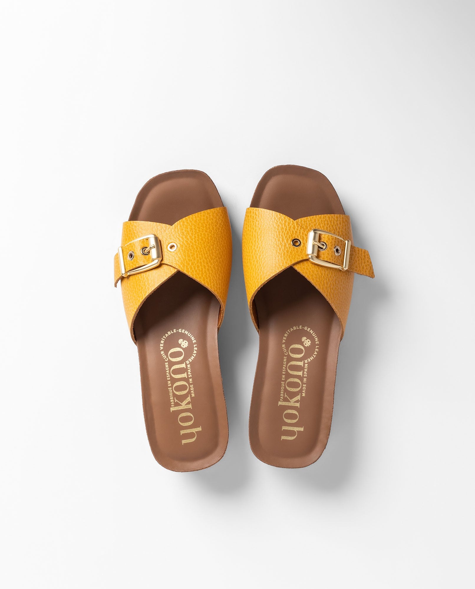 Yokono Bogo-260 sandali con zeppa arancioni in cuoio