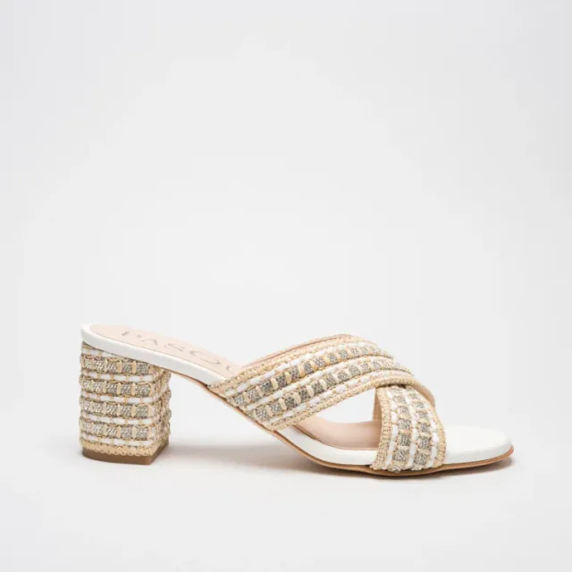 Pasquini Calzature Zoe sabot beige avorio tacco 6 cm