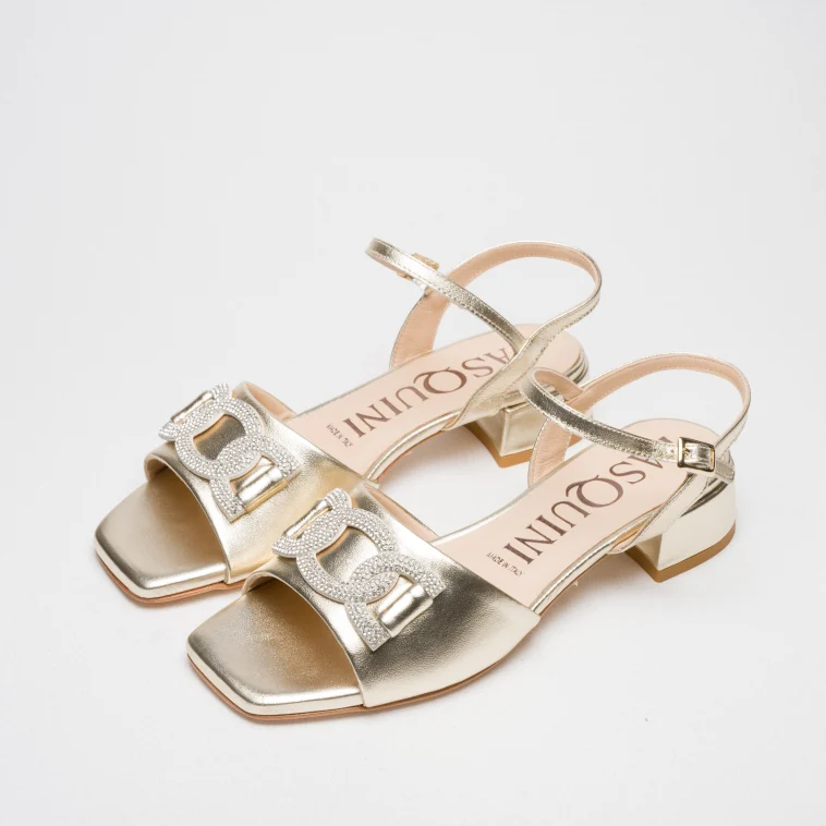 Pasquini Calzature Nina sandalo platino tacco 3,5 cm cuoio