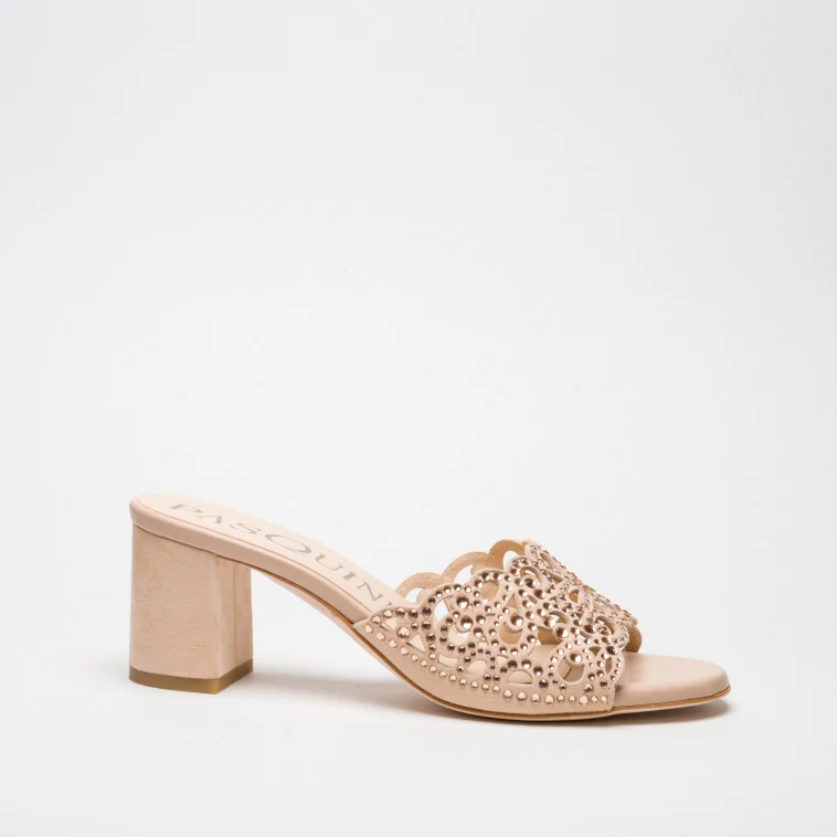 Pasquini Diva sabot nude camoscio tacco 6 cm