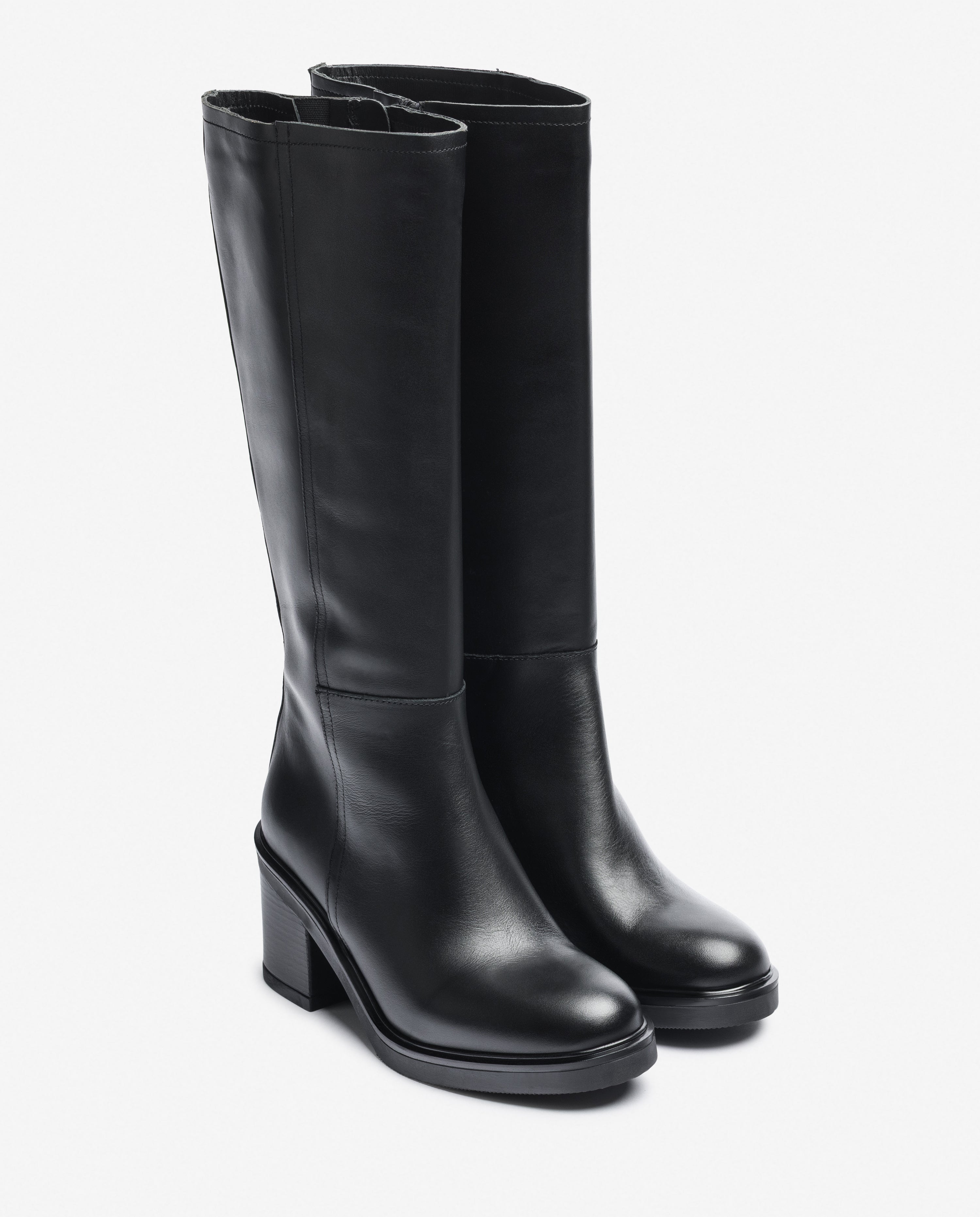 Yokono Mire 003 stivali alti donna nero in pelle tacco 6