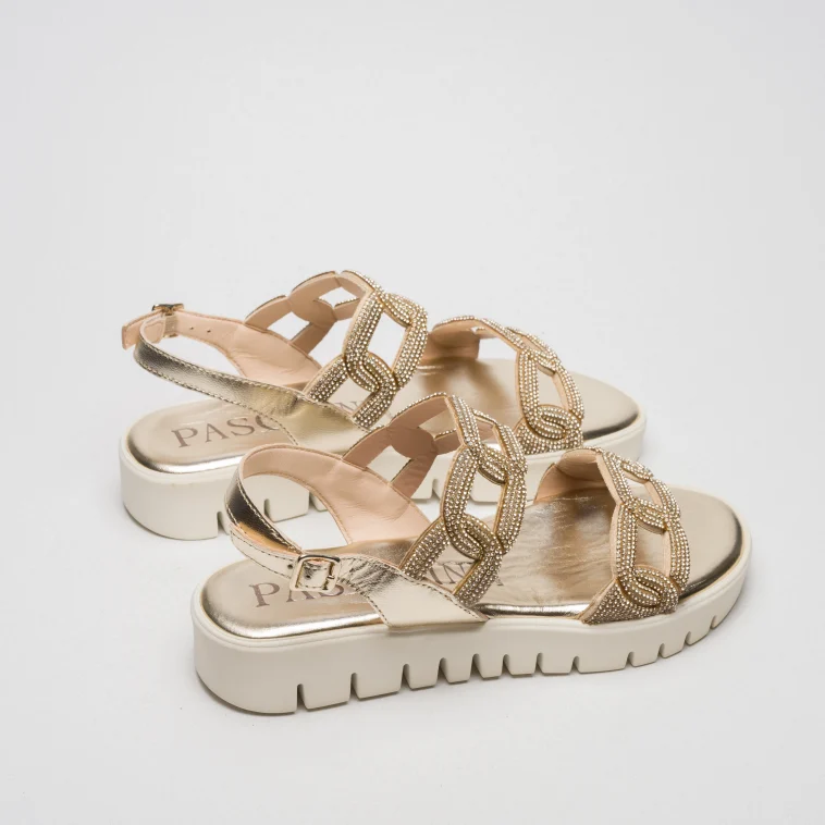 Pasquini Greta sandalo platino 3 cm strass