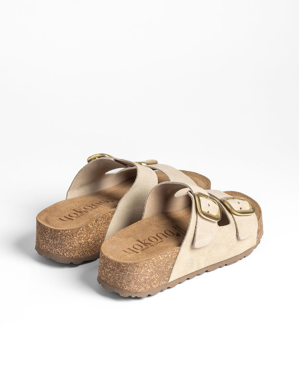 Yokono WIWI-003 sandali plateau beige in pelle