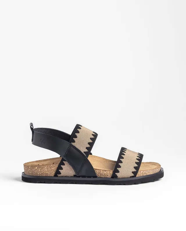 Yokono Bolus 255 sandali bassi donna nero in pelle ricamato
