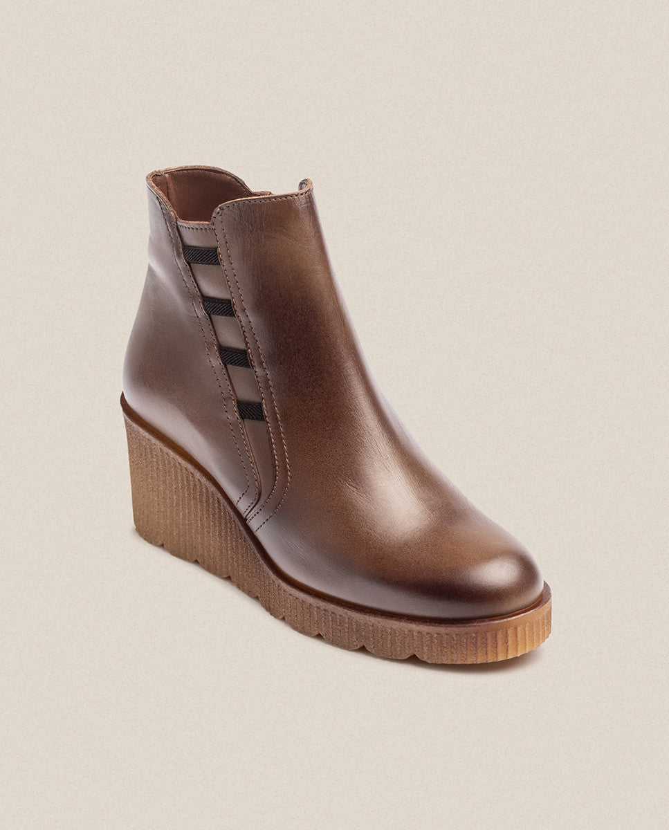 Yokono Madona-006 stivaletto zeppa donna marrone