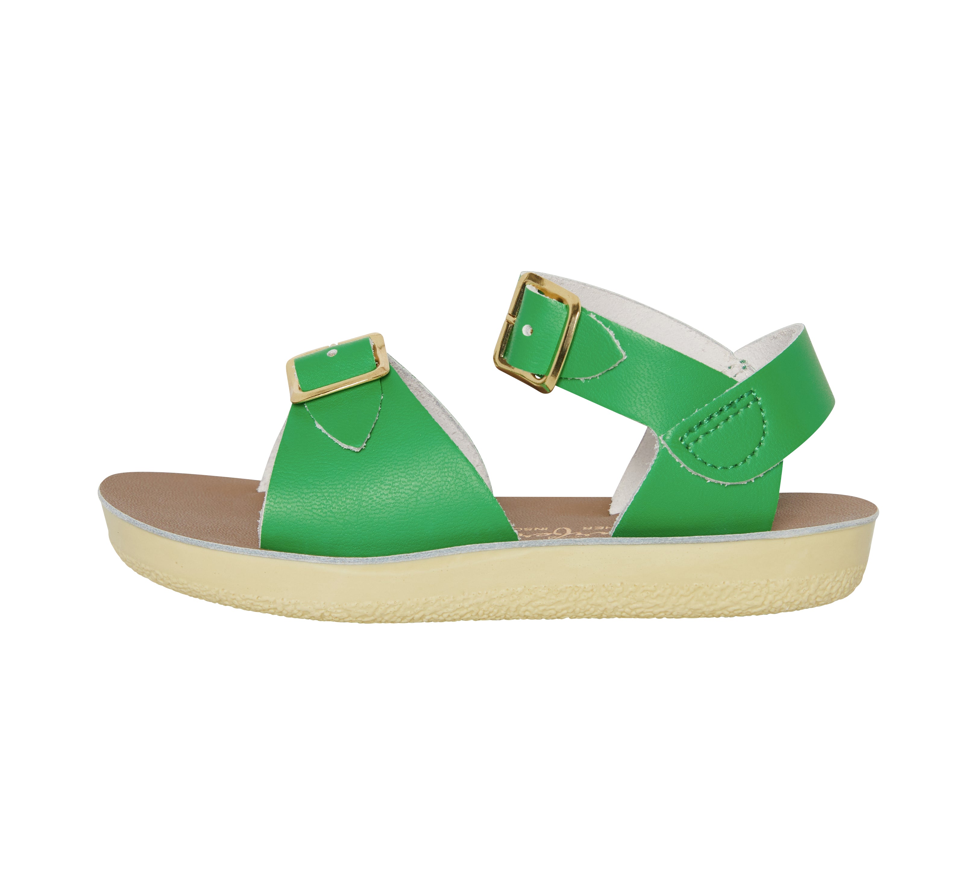 Salt-Water Surfer sandali bimbo verde kelly in cuoio