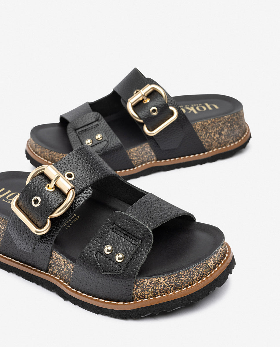 Yokono Oca-252 sandali plateau donna neri in pelle