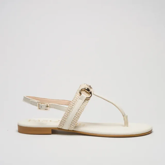 Pasquini Calzature Capri infradito avorio morsetto oro