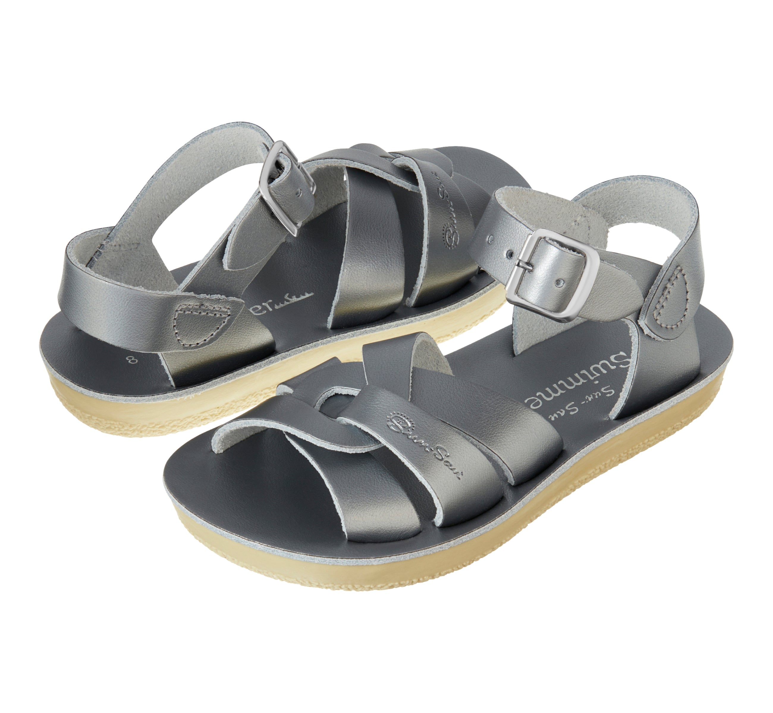 Salt-Water Swimmer sandali pewter bimbo in cuoio