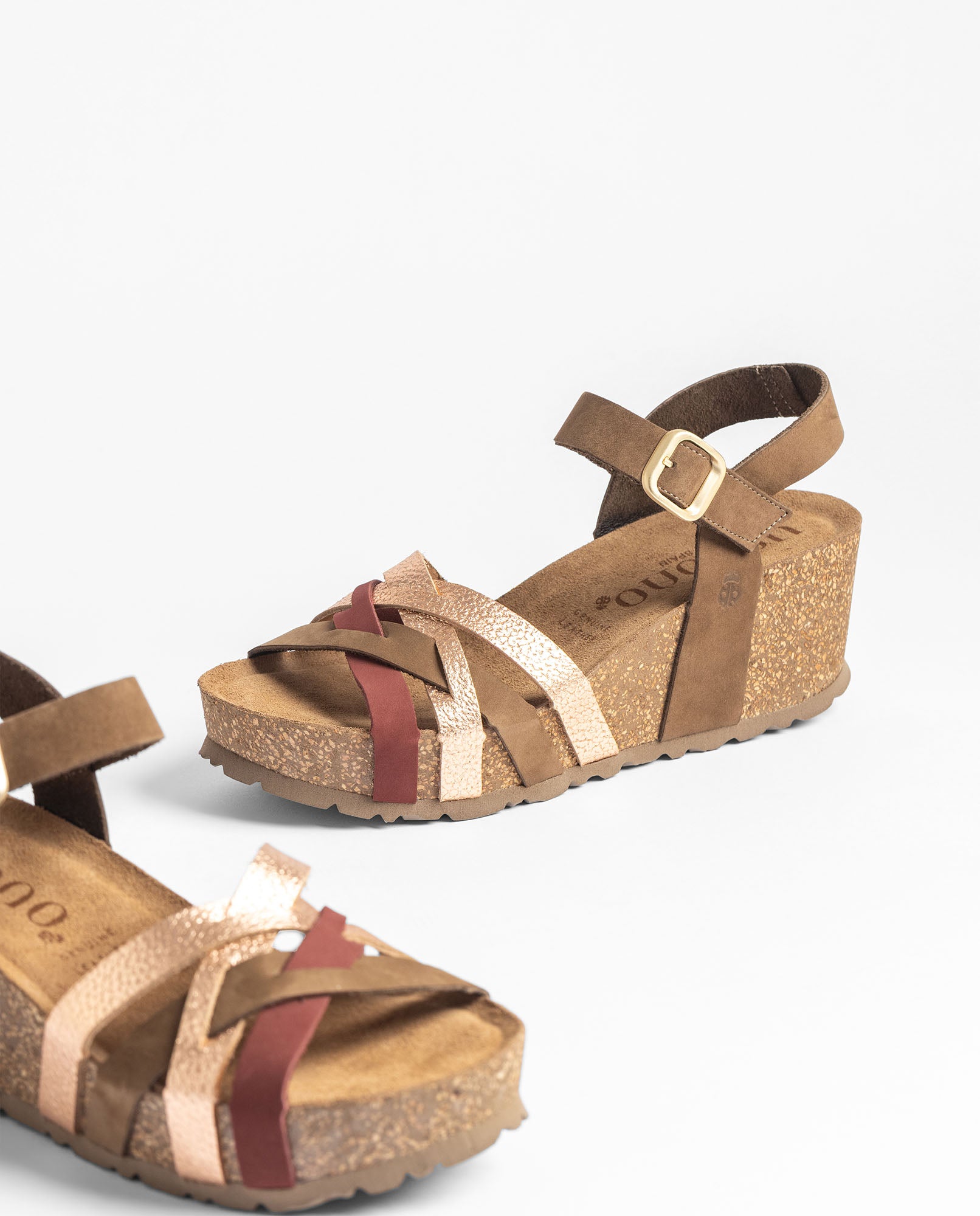 Yokono Bari 264 sandali zeppa donna multicolor cuoio