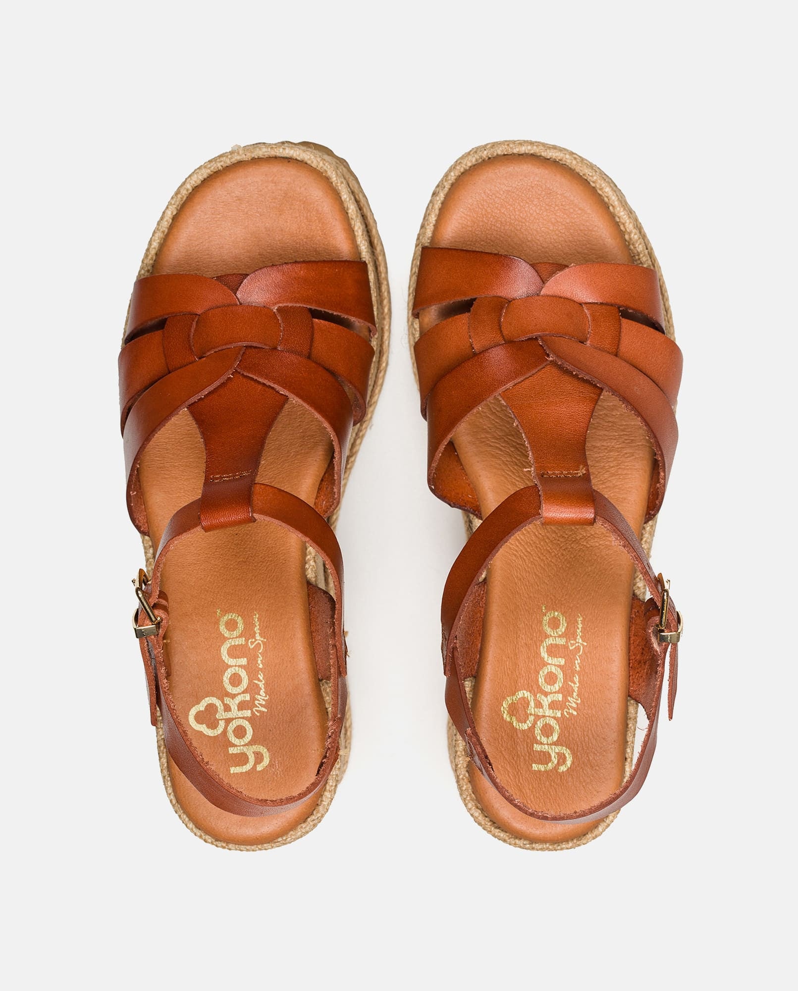 Yokono Lanzarote-002 sandali zeppa marrone 9 cm