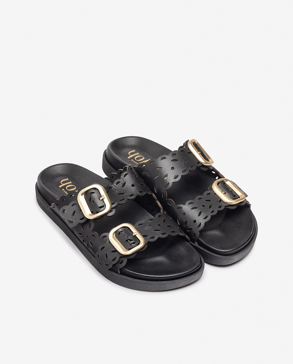 Yokono Morena-306 sandalo basso donna nero traforato