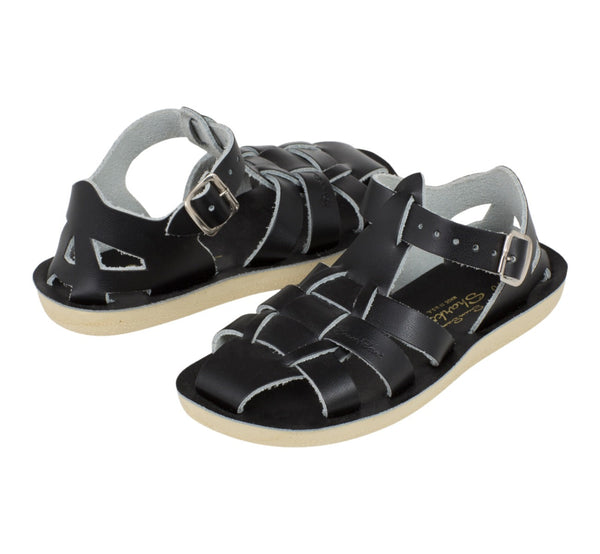 Salt-Water Sandals Shark sandali bambini neri in cuoio