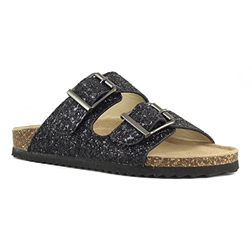 Colors of California Slide doppia fascia ciabatte nere glitter