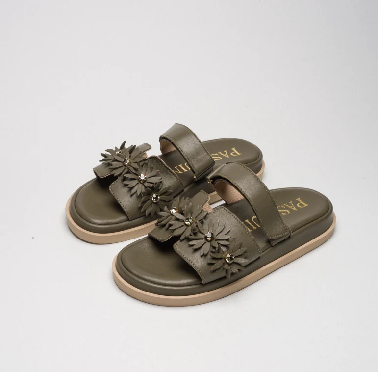 Pasquini Calzature Iris ciabatta verde militare nappa 2,5 cm