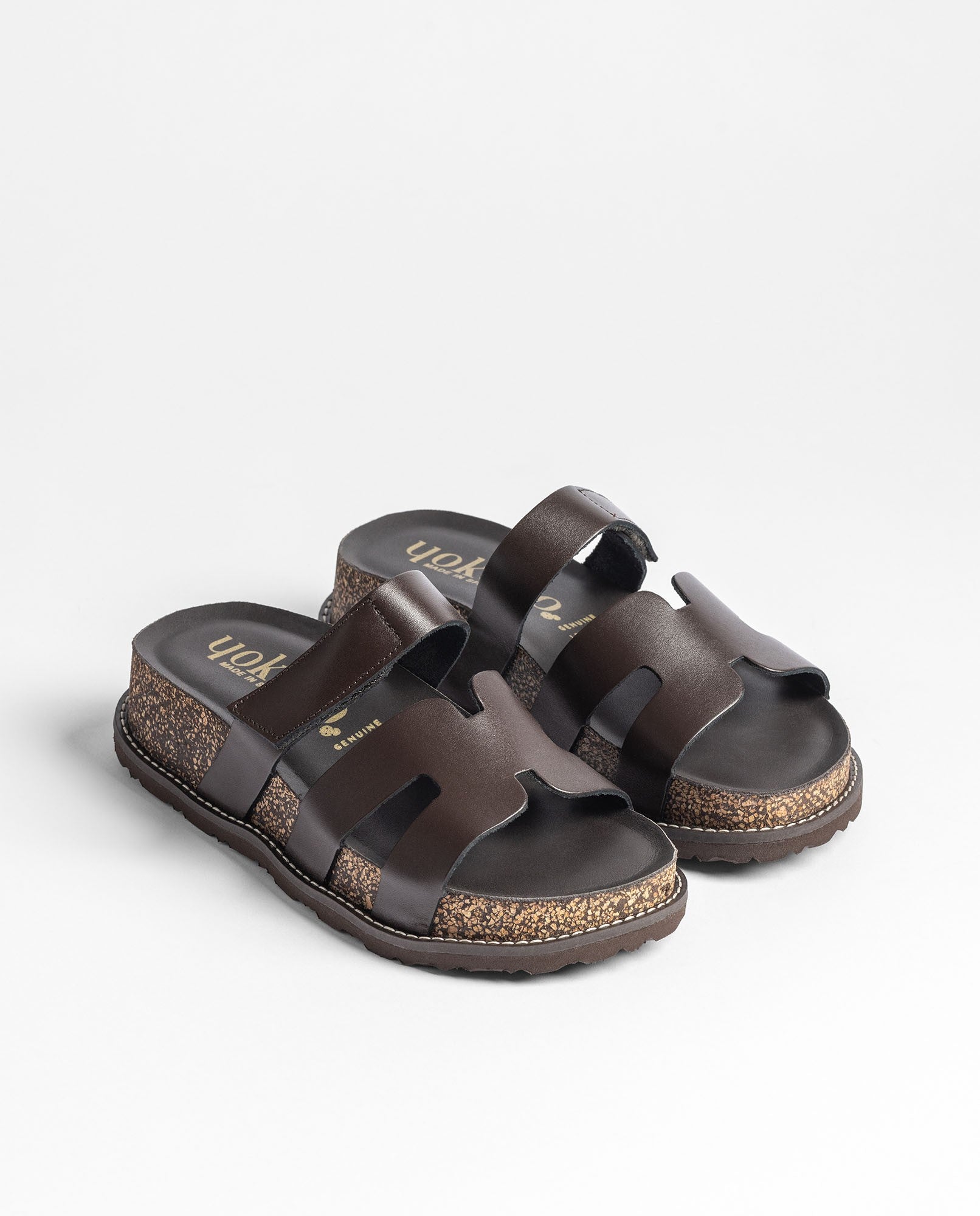 Yokono OCA-125 sandali plateau marrone scuro in pelle