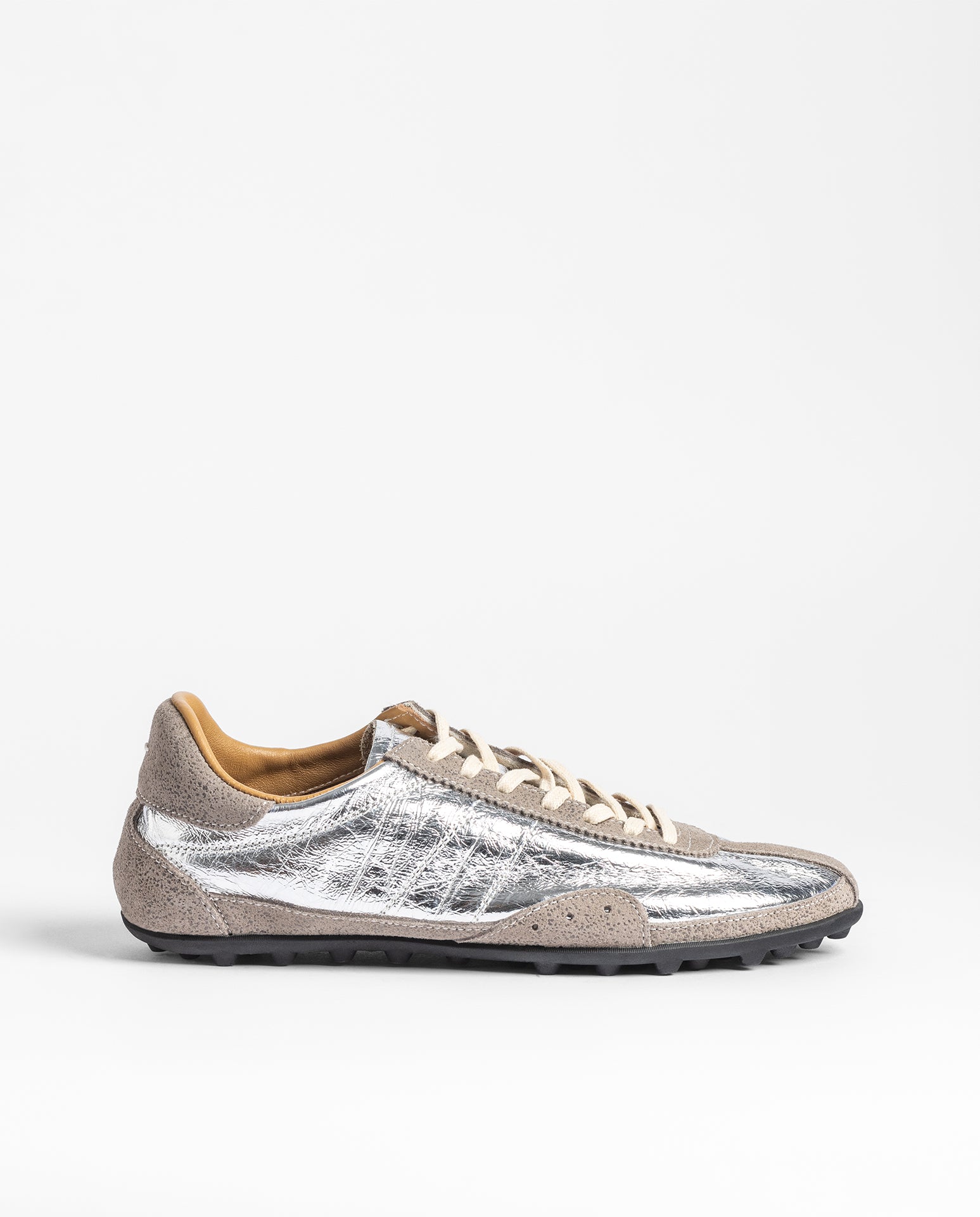 Yokono Lyon-261 sneakers donna argento in pelle con lacci
