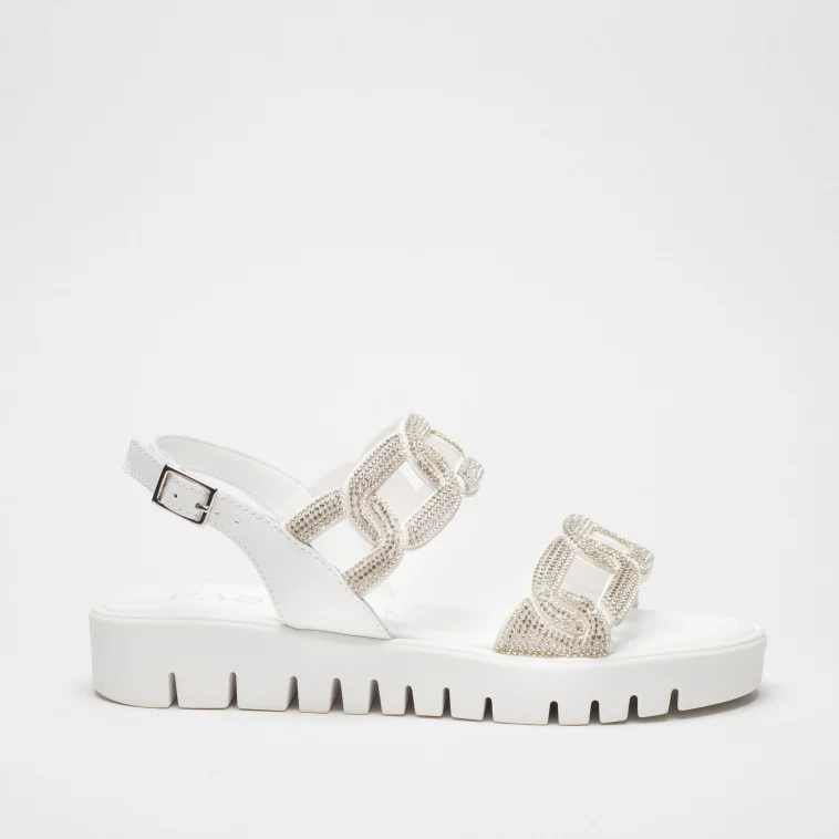 Pasquini Greta sandalo bianco 3 cm strass