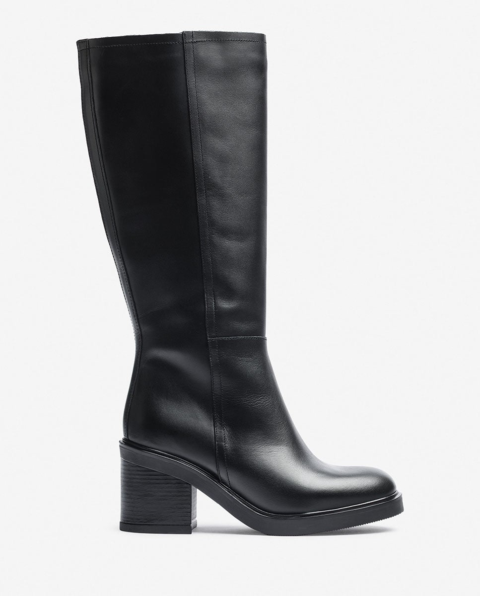 Yokono Mire 003 stivali alti donna nero in pelle tacco 6