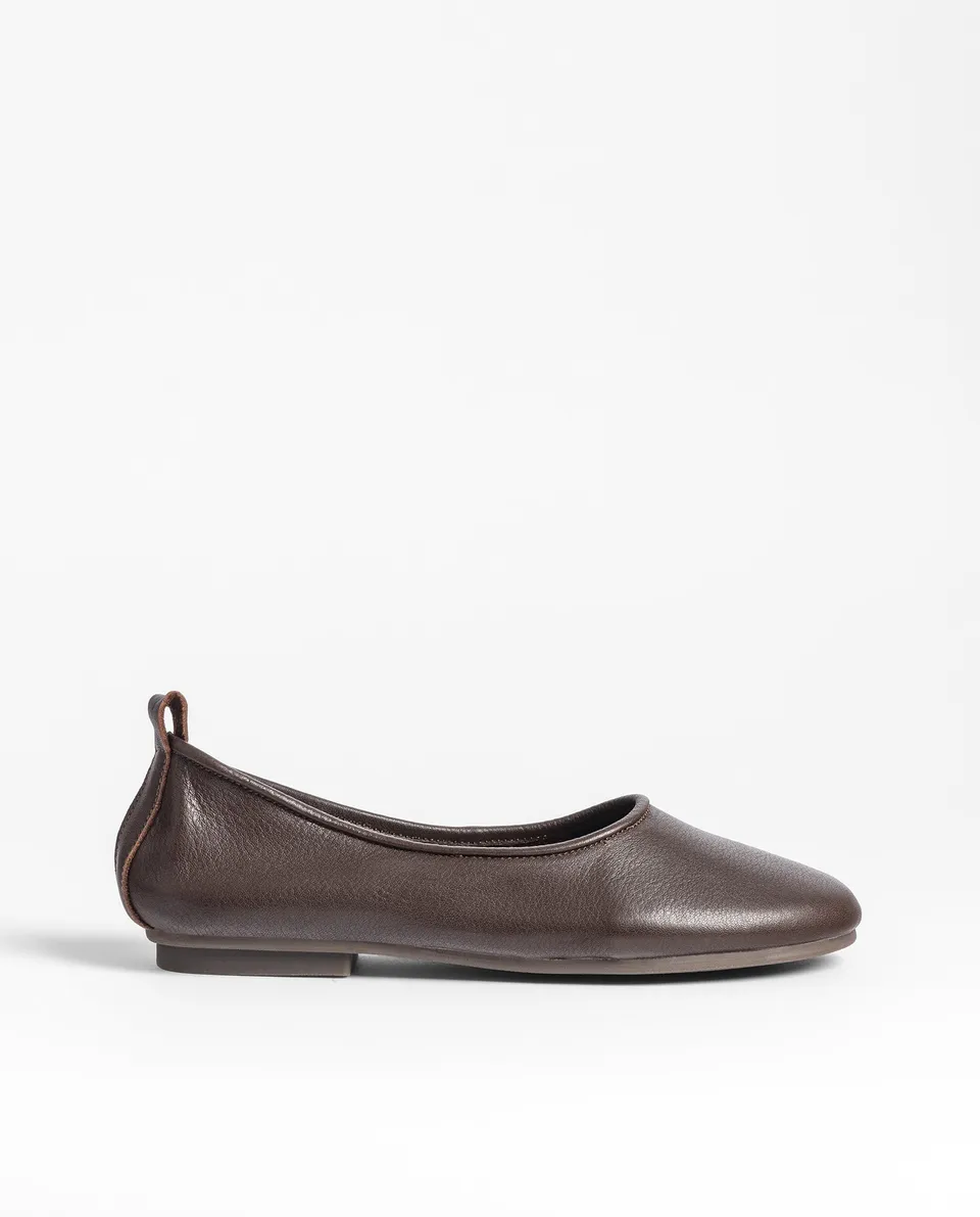 Yokono Tula-001 ballerine marrone scuro in pelle