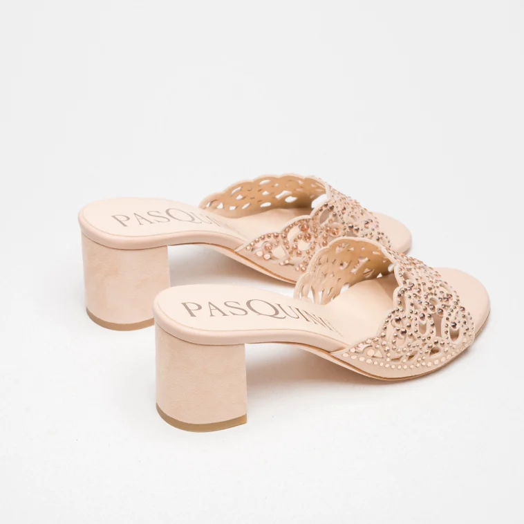 Pasquini Diva sabot nude camoscio tacco 6 cm