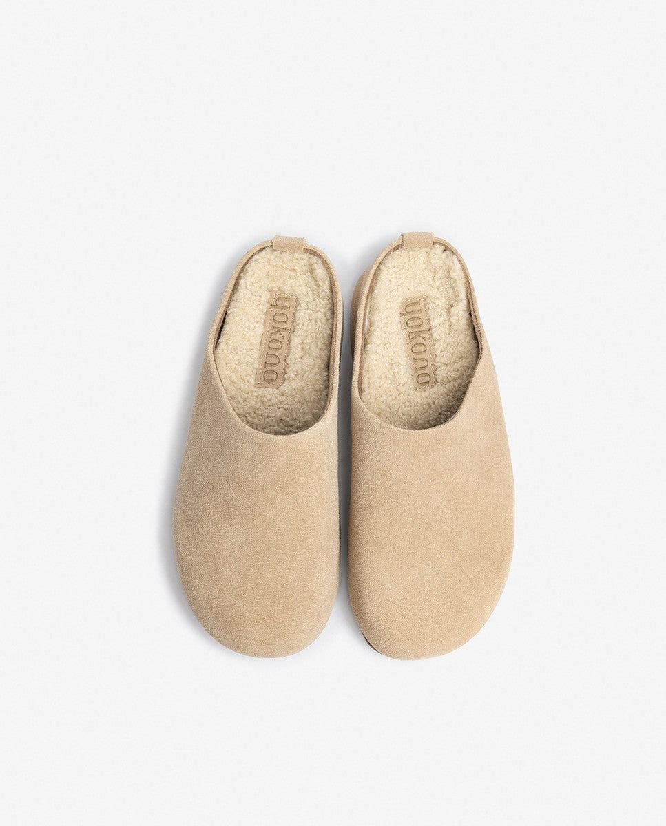 Yokono Cholo 001 zoccoli donna beige in pelle