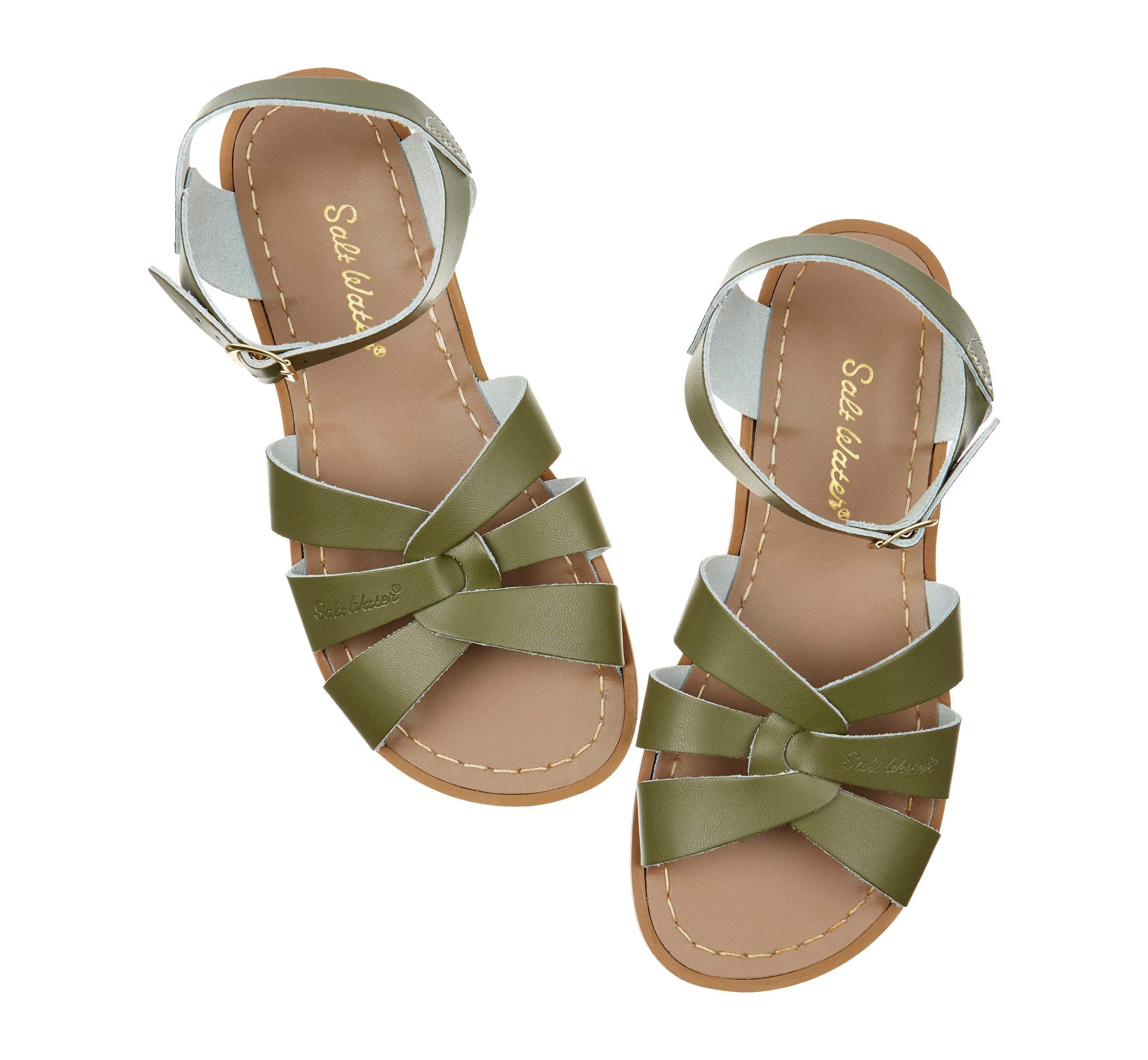 Salt-Water Sandals Original Olive sandali donna cuoio intrecciato