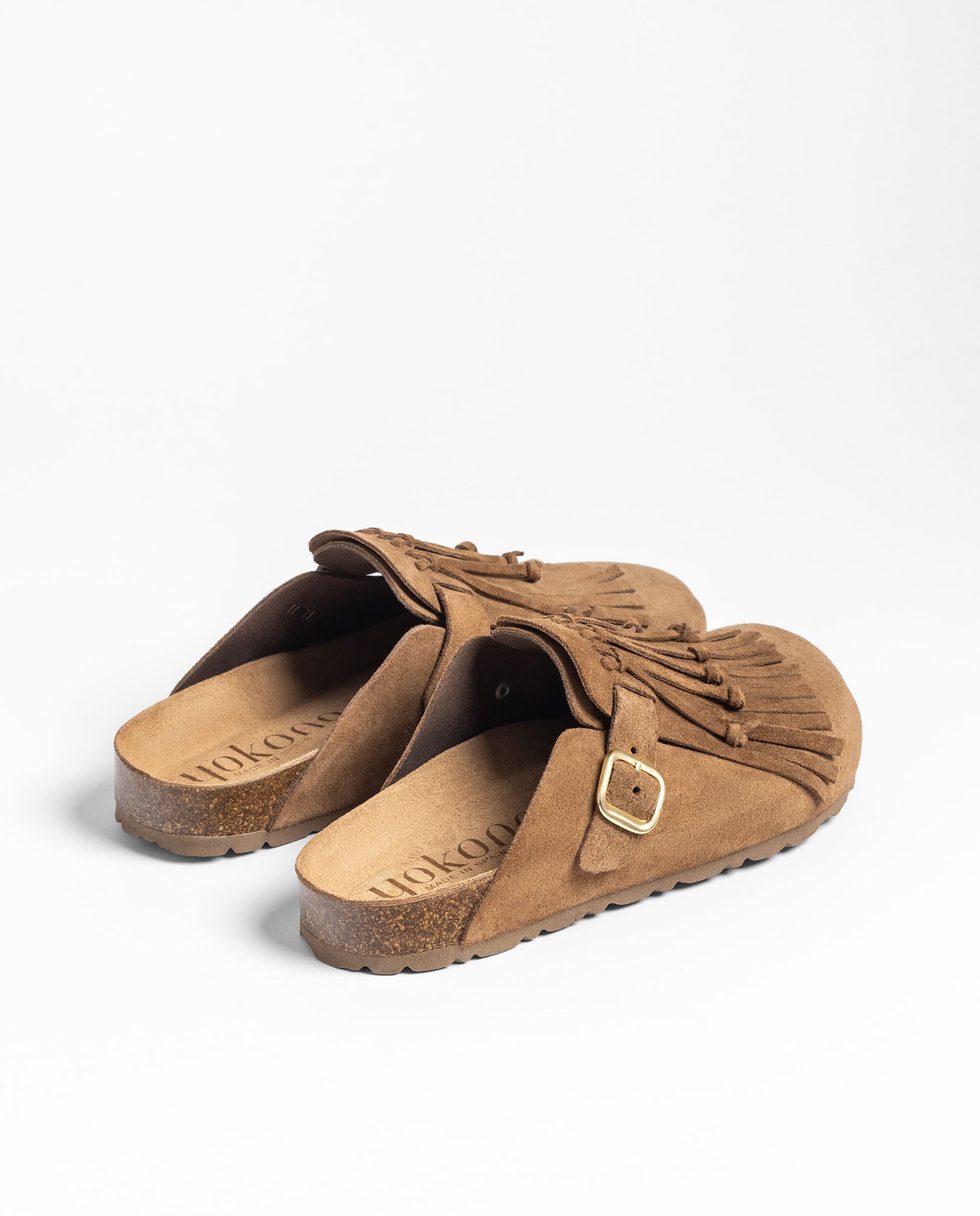 Yokono Zueco 260 zoccoli donna marrone con frange