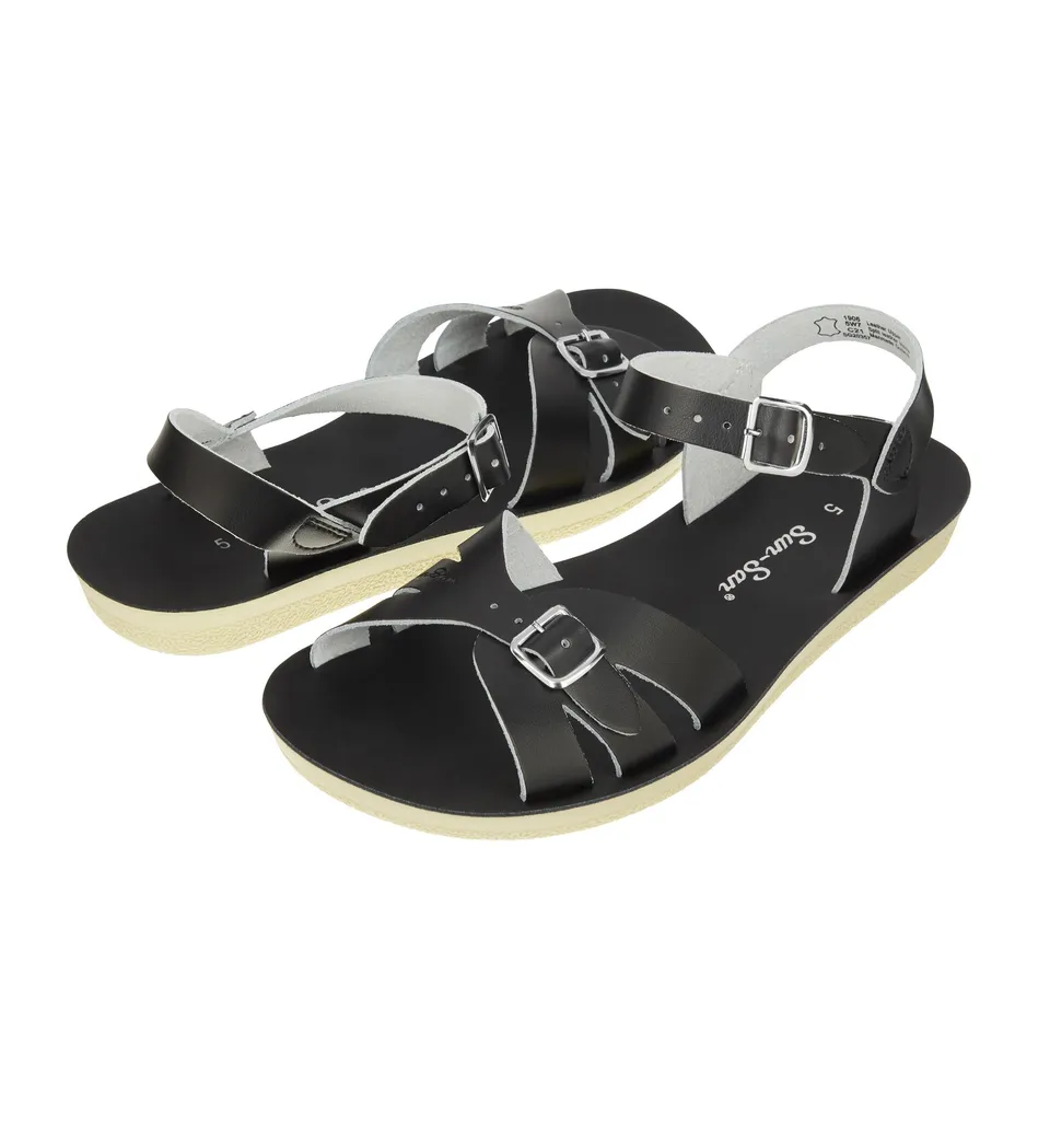Salt-Water Sandals Boardwalk sandali donna nero in cuoio